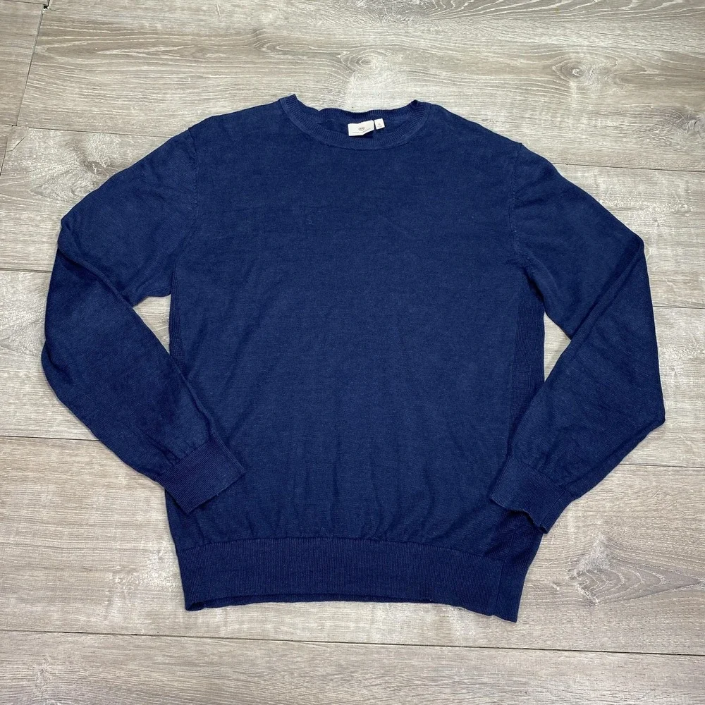 AG Adriano Goldschmied Sweater‎ Mens XL Navy Linen Crewneck Pullover 70592LES